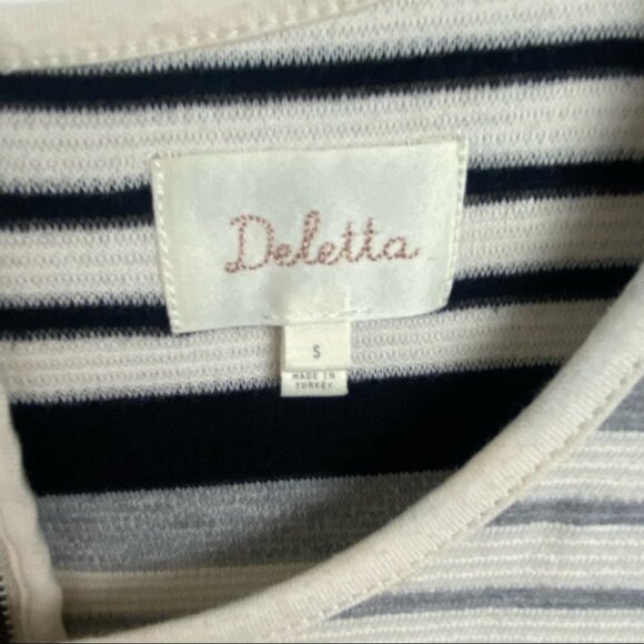 Anthropologie Gradient Strip High Low Tunic Top Short Sleeve Deletta Size Small - Picture 3 of 8